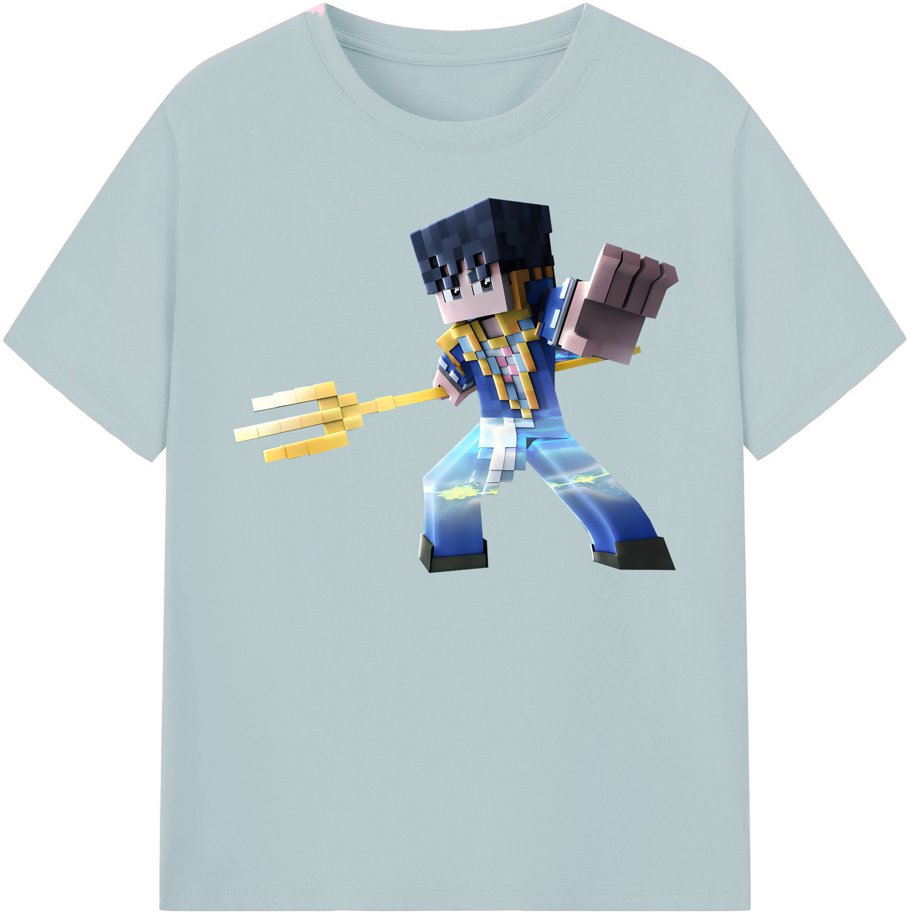 （画像用） マインクラフト ブロックの世界 Minecraft MC Block world 綿100％半袖Tシャツ（フロントプリント）